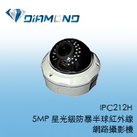 IPC212H 5MP 星光級防暴半球紅外線網路攝影機