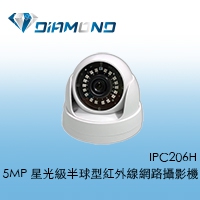 IPC206H 5MP 星光級半球型紅外線網路攝影機