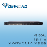 VE10DAL 1 進 11 出 VGA/聲音分配 CAT5e 發射器