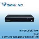 TE-NSD08082-NFP 東訊Tecom 8MP 8 路H.265 智能網路型監控錄影主機